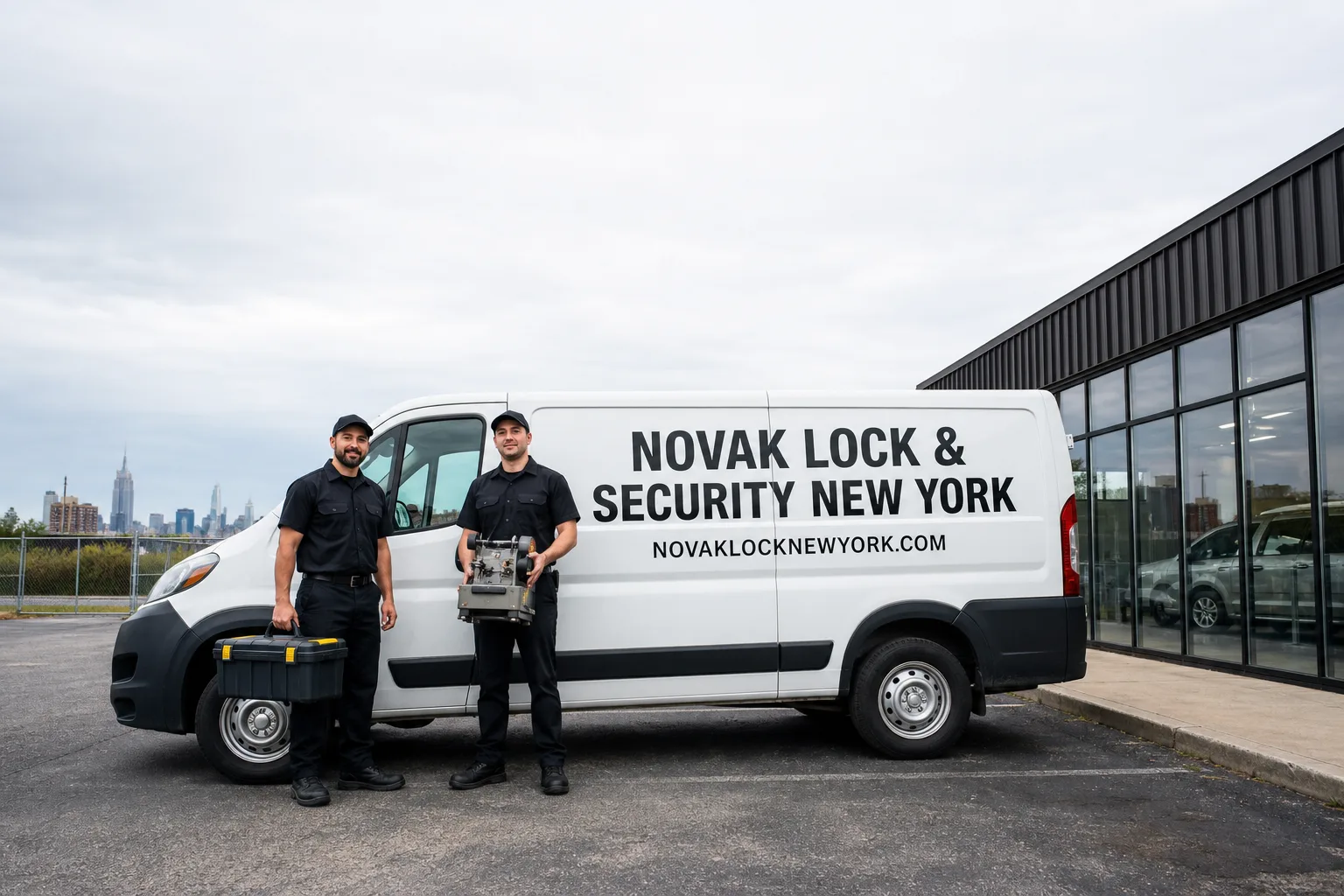 Novak Lock & Security New York locksmith service vehicle and crew in New York, NY